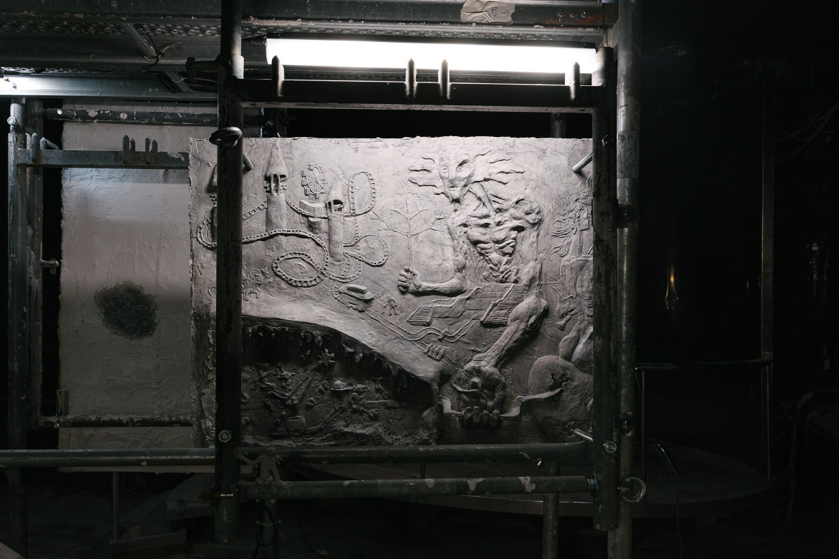 Sculptural mural from TASE'24 graduation exhibition by Zody Burke for Trickster Magazine