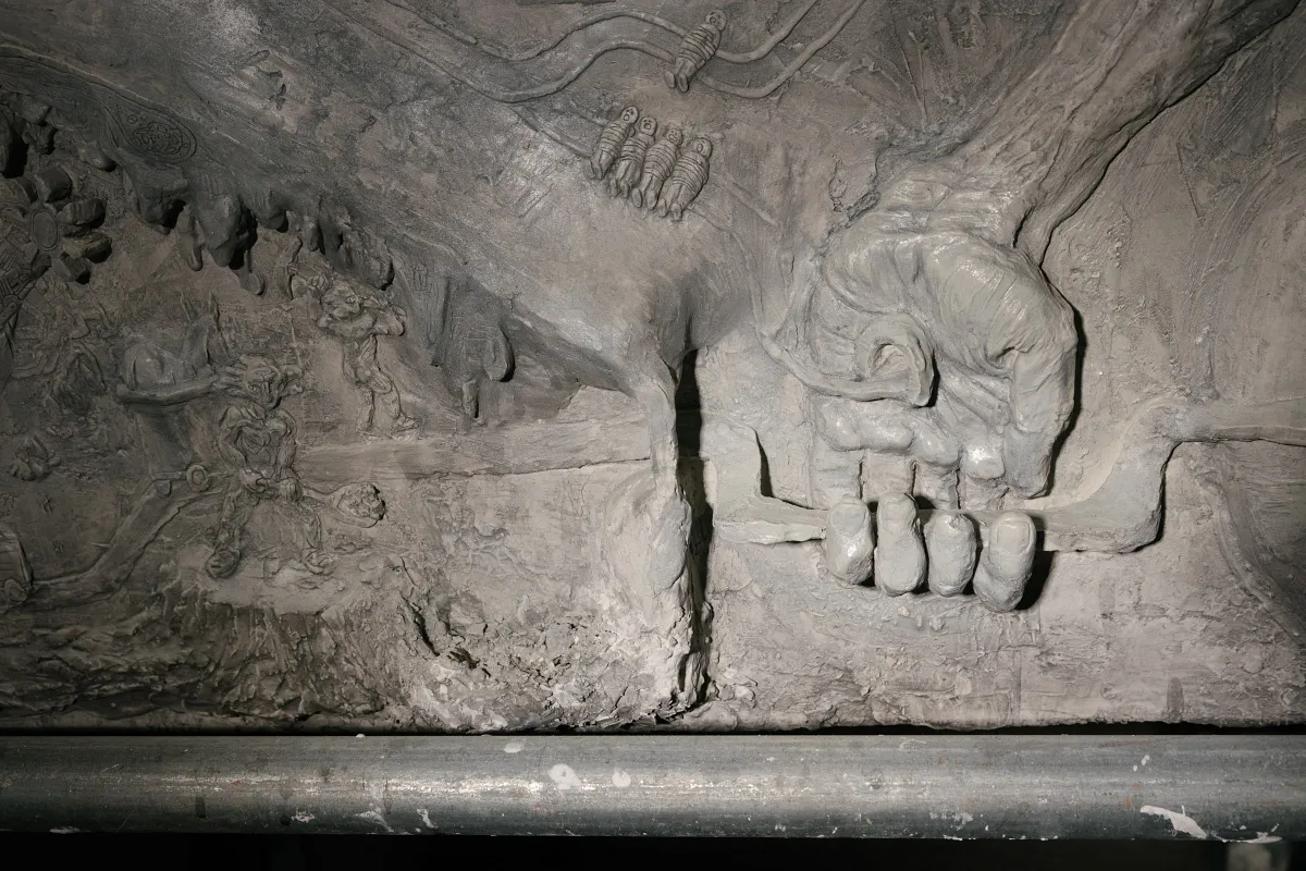 Sculptural mural from TASE'24 graduation exhibition by Zody Burke for Trickster Magazine