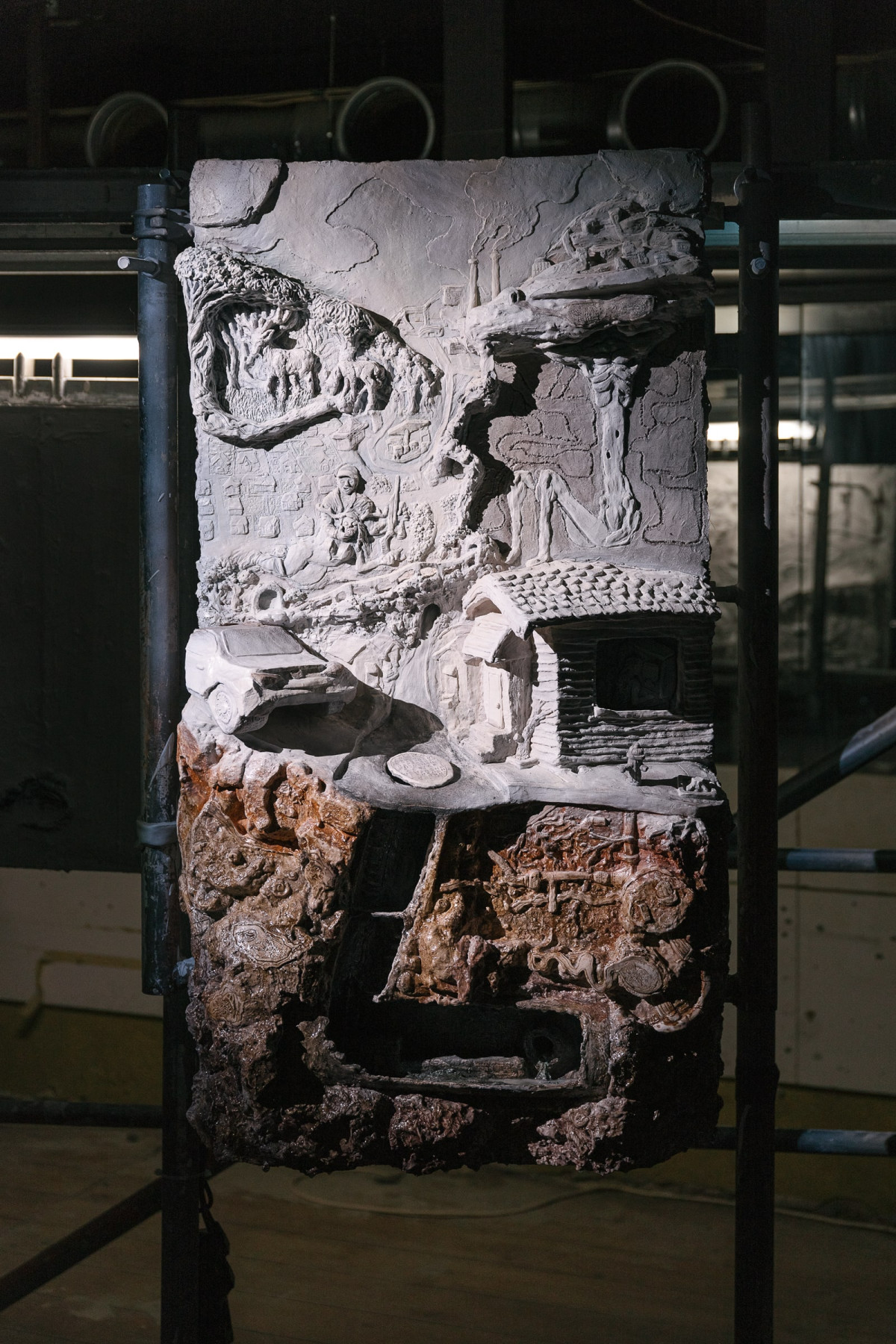 Sculptural mural from TASE'24 graduation exhibition by Zody Burke for Trickster Magazine